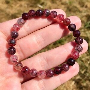 Naturally Red Strawberry Lepidocrocite Quartz Bracelet